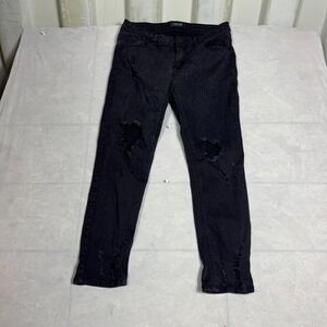 Black Label C'est Toi Womens Ankle Jeans Black Distressed Denim Classic Size 7